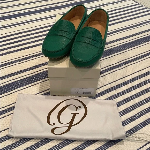 EUC M. Gemi The Pastoso Tumbled Leather Driving Loafers in Jewel Green Size 37 - Picture 2 of 12